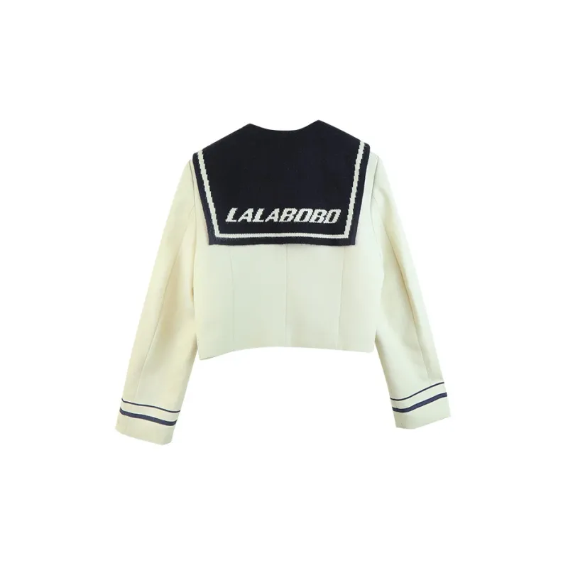 LALABOBO Cropped Coats Women's Ecru-1