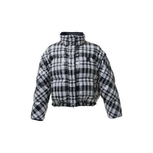 RIENYRE Down Jackets Women's Black/White Plaid