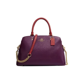 COACH Lillie Cross-Stitch Leather Chain Bag Shoulder Bag Crossbody Bag Handbag Large Size Women's Purple