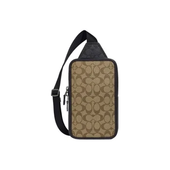 COACH Sullivan Coated Canvas With Pebbled Leather Shoulder Bag Crossbody Bag Small Size Men's Khaki