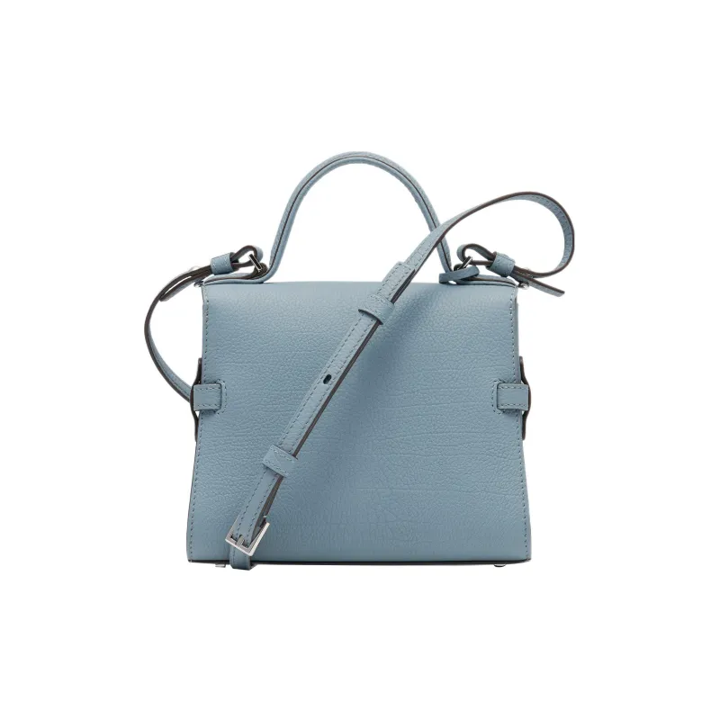 Delvau Tempête Calfskin Shoulder Bag Crossbody Bag Handbag Small Size Women's Blue-2