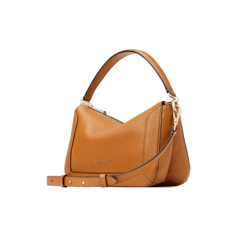 Kate Spade Crush Pebbled Cow Leather Portable Crossbody Bag Shoulder Bag Medium Size Women's Gold Brown-1