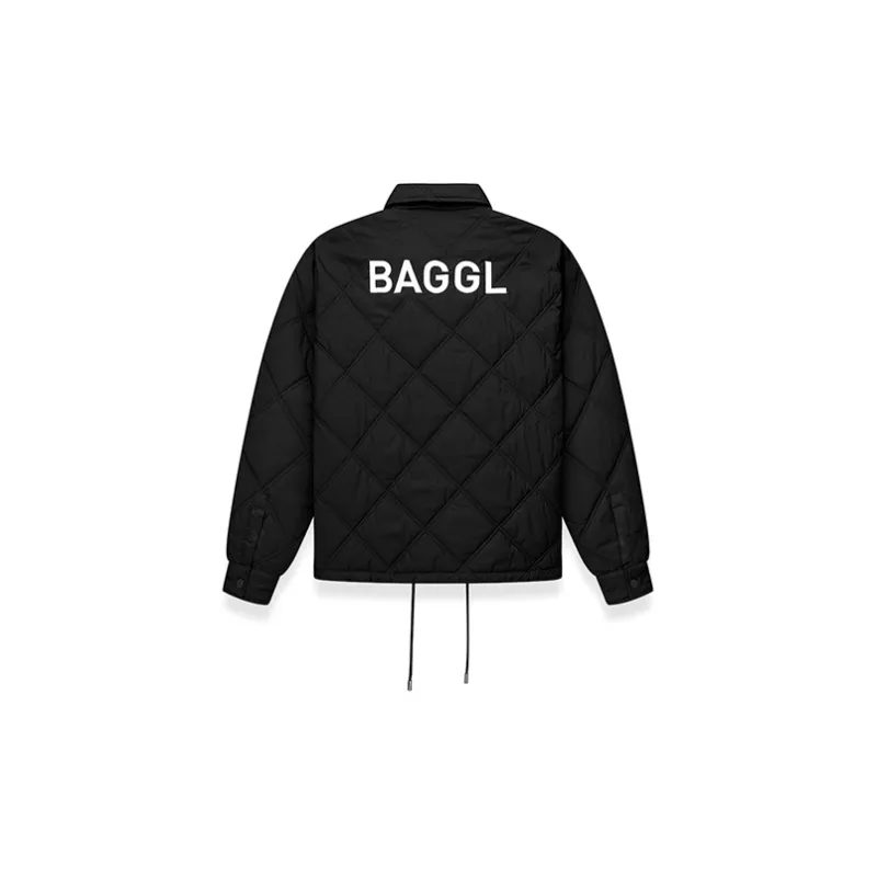 BAGGL Letter Solid Color Lapel Loose Fit Thickened Puffer Jacket Unisex-1