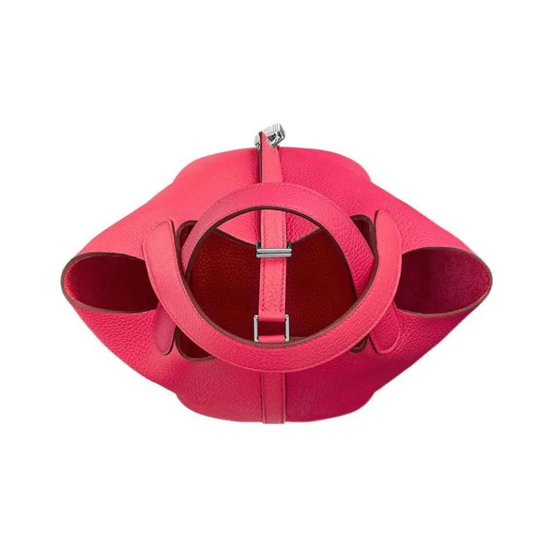 HERMES Picotin Lock TC Leather With Cow Leather Bucket Bag Handbag Women's Ultimate Pink & New Red-2