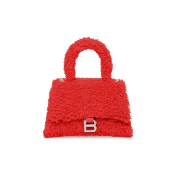 Balenciaga Hourglass Lambskin Shoulder Bag Crossbody Bag Handbag Small Size Women's Red