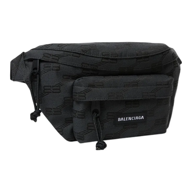 Balenciaga BB MONOGRAM SIGNATURE Jacquard Canvas Bag Fanny Pack Medium Size Men's Black-1
