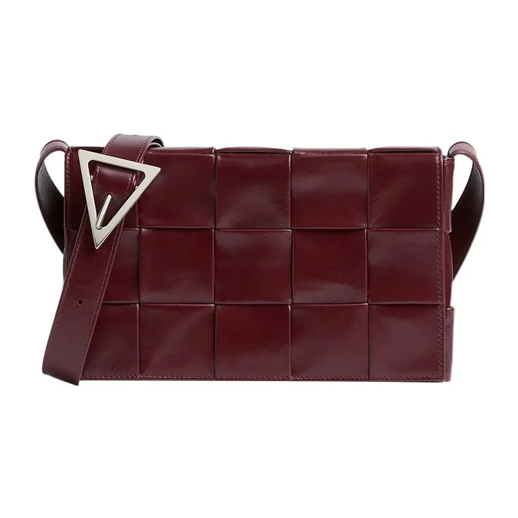 Bottega Veneta CASSETTE Cow Leather Tofu Bag, Shoulder Bag, Crossbody Bag Medium Size Unisex Burgundy-0