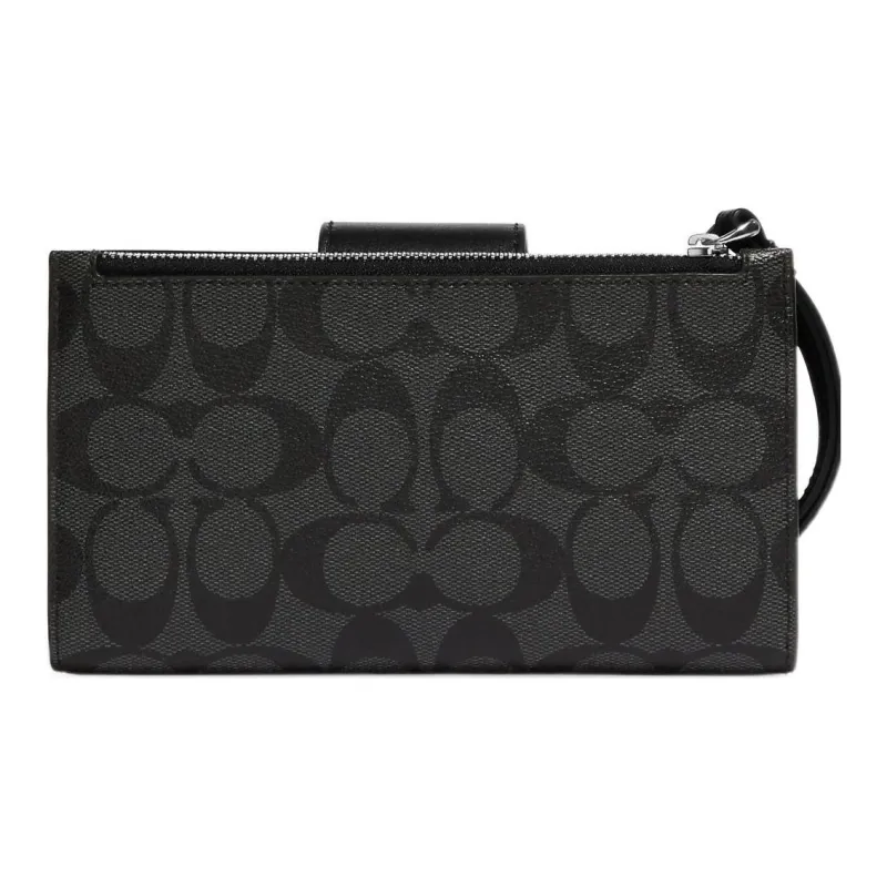 COACH Tech Wallet Coated Canvas With Smooth Leather Document Bag, Card Holder, Wallet Men's Black-2