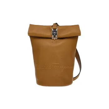 FERRAGAMO Natural Grain Texture Suede Cow Leather Sailor Bag Crossbody Bag Shoulder Bag Men's Beige