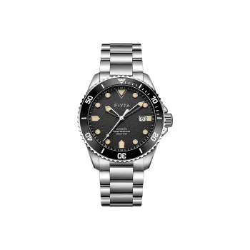 Fiyta Ocean Express Automatic Mechanical Movement Stainless Steel Strap Watch Men's Watches Black Dial