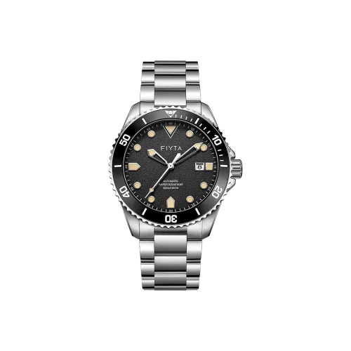 Fiyta Ocean Express Automatic Mechanical Movement Stainless Steel Strap Watch Men's Watches Black Dial