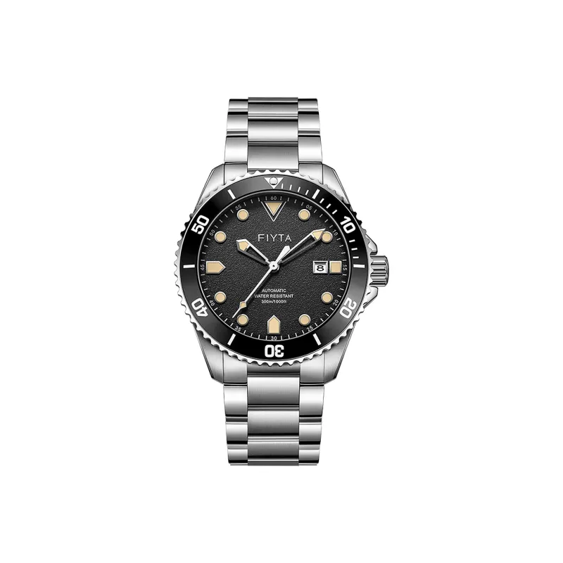 Fiyta Ocean Express Automatic Mechanical Movement Stainless Steel Strap Watch Men's Watches Black Dial-0