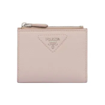 PRADA Leather Wallet Small Size Women's Light Pink