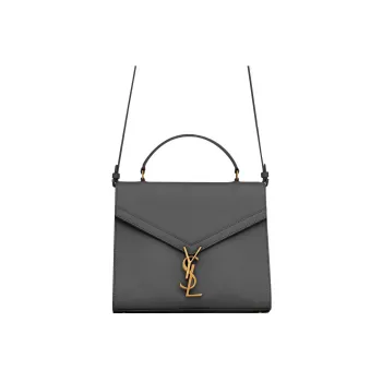 SAINT LAURENT CASSANDRA Calfskin Suede Portable Crossbody Bag Shoulder Bag Medium Size Women's Gray