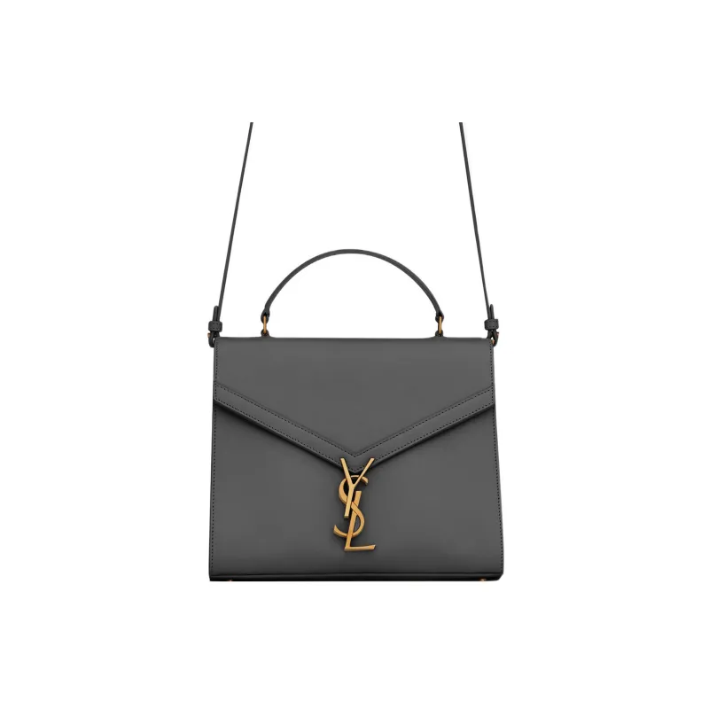 SAINT LAURENT CASSANDRA Calfskin Suede Portable Crossbody Bag Shoulder Bag Medium Size Women's Gray-0