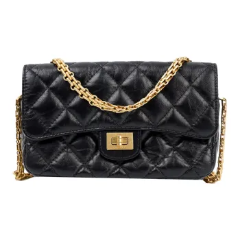 CHANEL 2.55WOC Calfskin Cell Phone Pouch, Shoulder Bag, Crossbody Bag Women's Black
