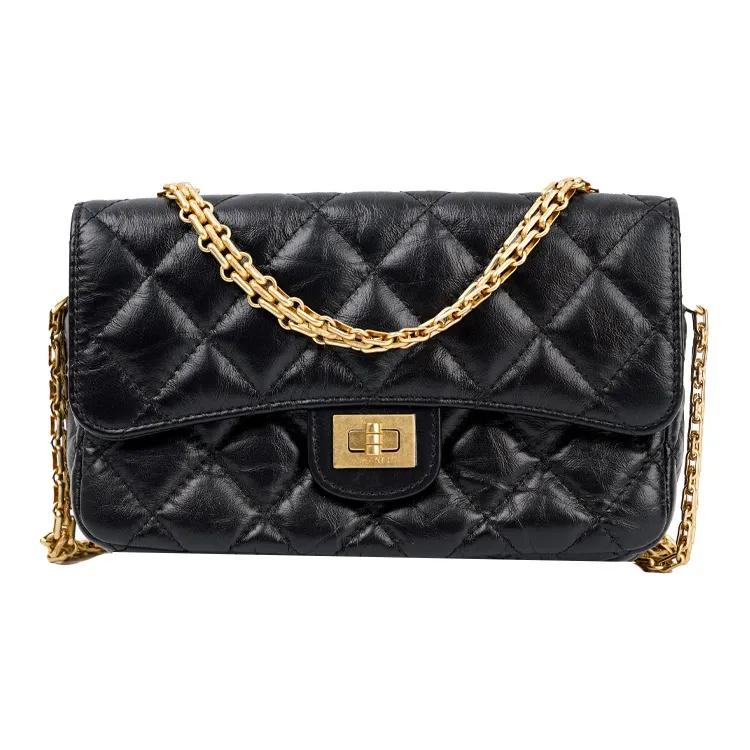 CHANEL 2.55WOC Calfskin Cell Phone Pouch, Shoulder Bag, Crossbody Bag Women's Black-0