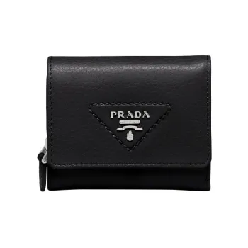 PRADA Leather Wallet Small Size Women's Black