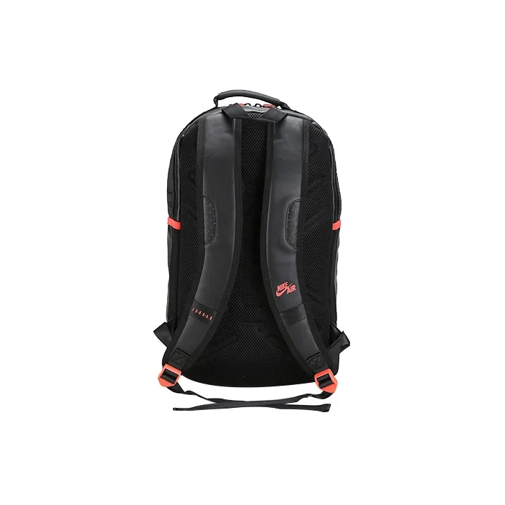 Jordan Polyester With Leather Backpack Unisex Black Red-2