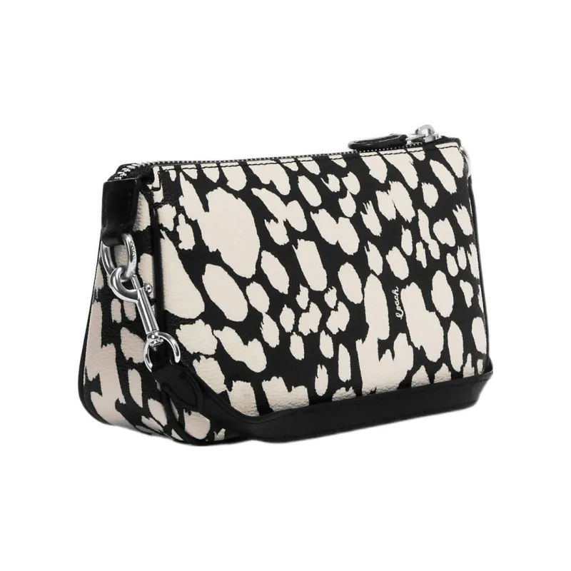 COACH Nolita Coated Canvas With Leather Coin Purse Wrist Bag Clutch Small Size Women's Black & White-1