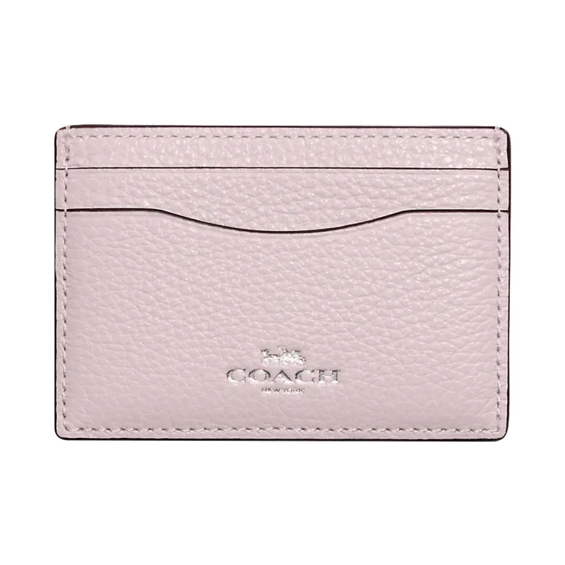 COACH Card Case Refined Pebble Leather Card Holder Mini Women's Ice Pink-0