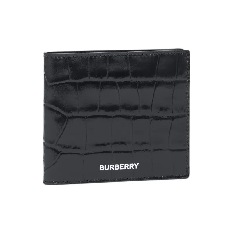 Burberry Embossed Calfskin Wallet Men's Black-1