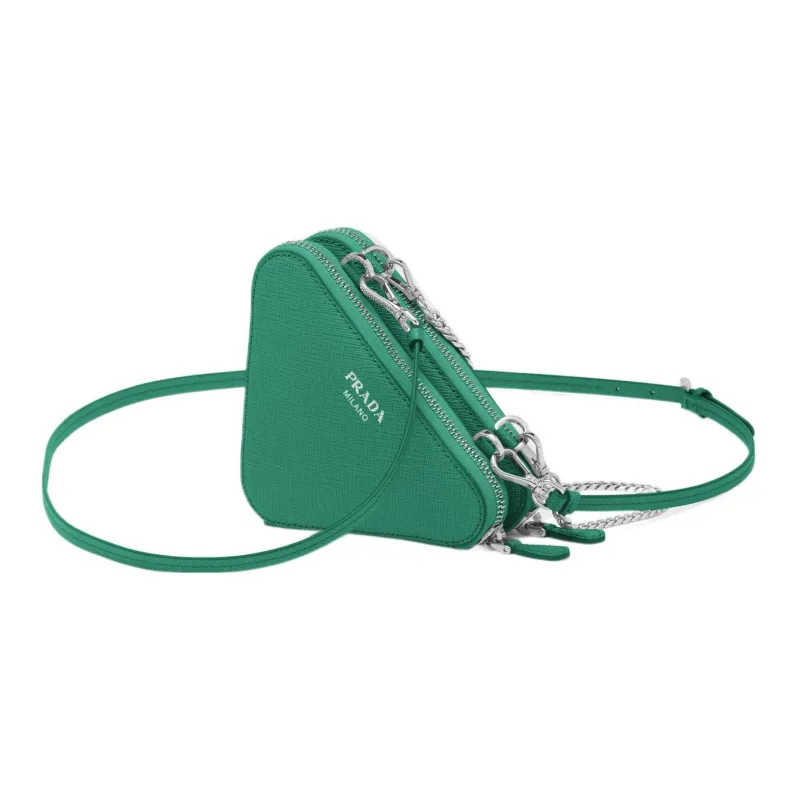 PRADA Saffiano Leather One Shoulder Crossbody Clutches Mini Women's Mango Green-2