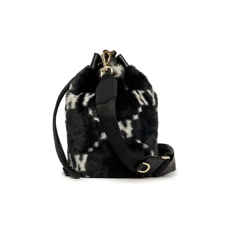 MLB Synthetic Leather Bucket Bags Shoulder Bag Crossbody Bag Handbag Regular Women's Black-2