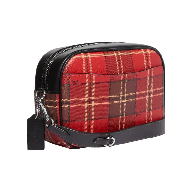 COACH Jamie Coated Canvas With Smooth Leather Camera Bag, Shoulder Bag, Crossbody Bag Medium Size Women's Red & Black-1