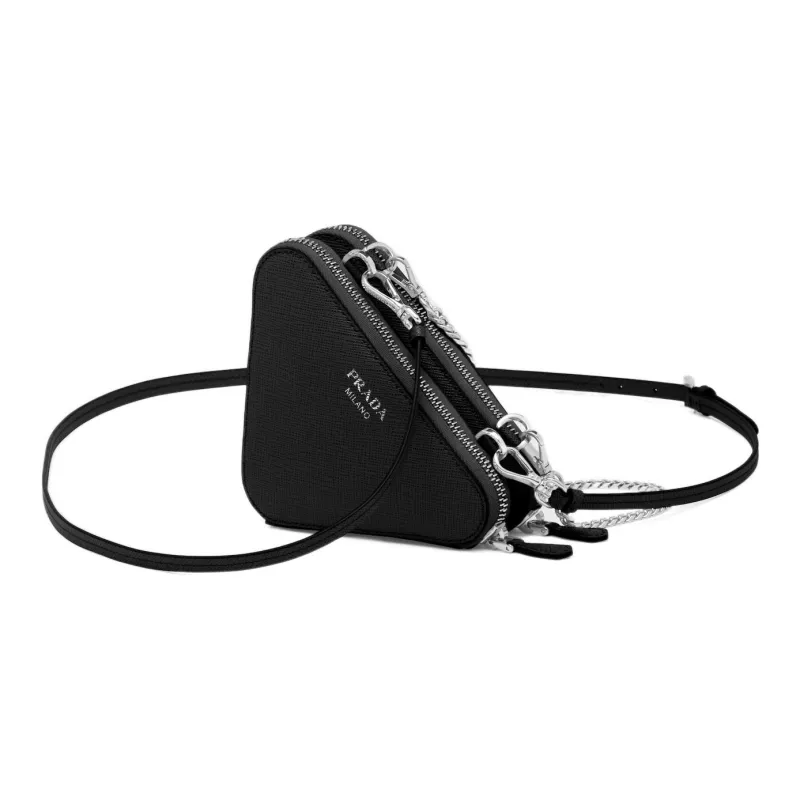 PRADA Saffiano Leather Portable One Shoulder Crossbody Clutches Mini Women's Black-1