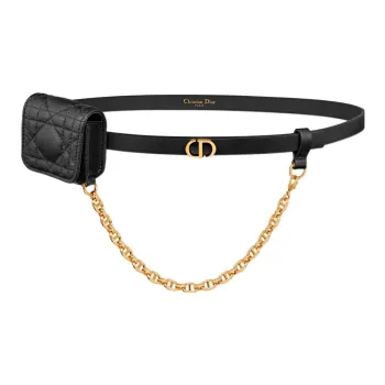 DIOR Caro Cow Leather Belt Fanny Pack Women's Black