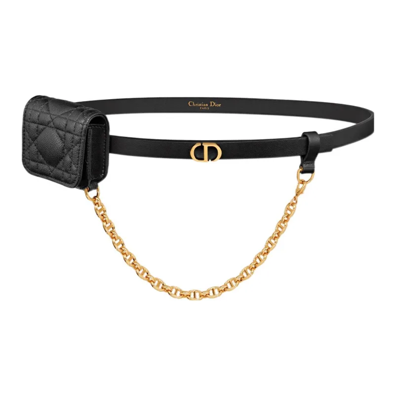 DIOR Caro Cow Leather Belt Fanny Pack Women's Black-0
