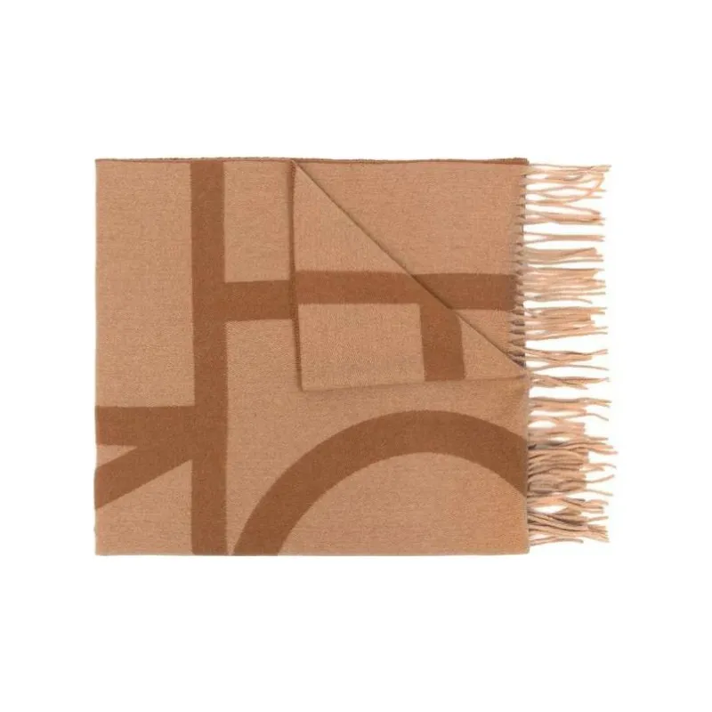 TOTEME Monogram Printed Fringed-Edge Scarf-0