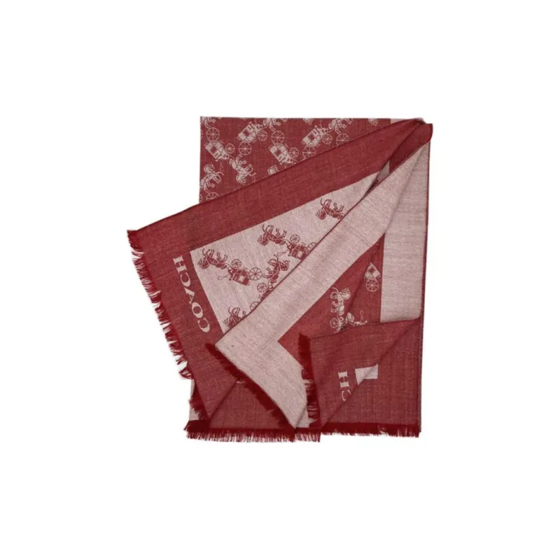 COACH Silk Scarf Women's Cherry Red-2