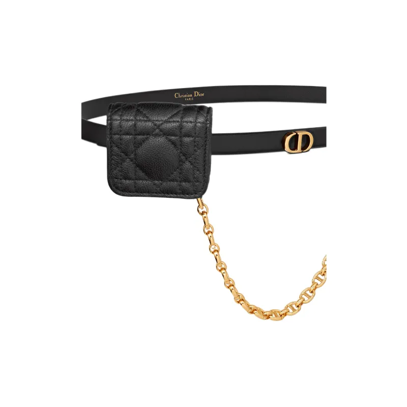 DIOR Caro Cow Leather Belt Fanny Pack Women's Black-1