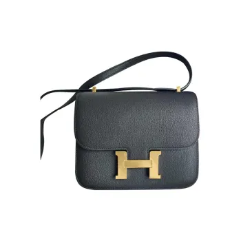 HERMES Constance Goatskin Shoulder Bag, Crossbody Bag Mini Women's Noir Black