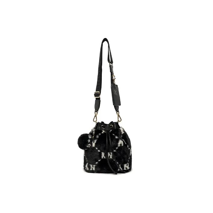 MLB Synthetic Leather Bucket Bags Shoulder Bag Crossbody Bag Handbag Regular Women's Black-4