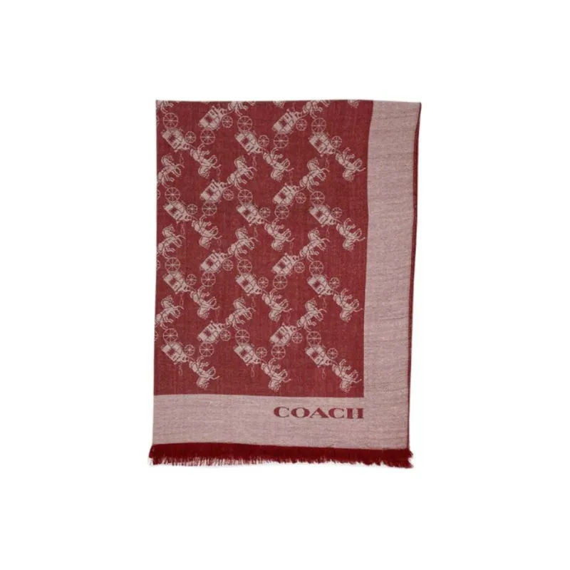 COACH Silk Scarf Women's Cherry Red-0