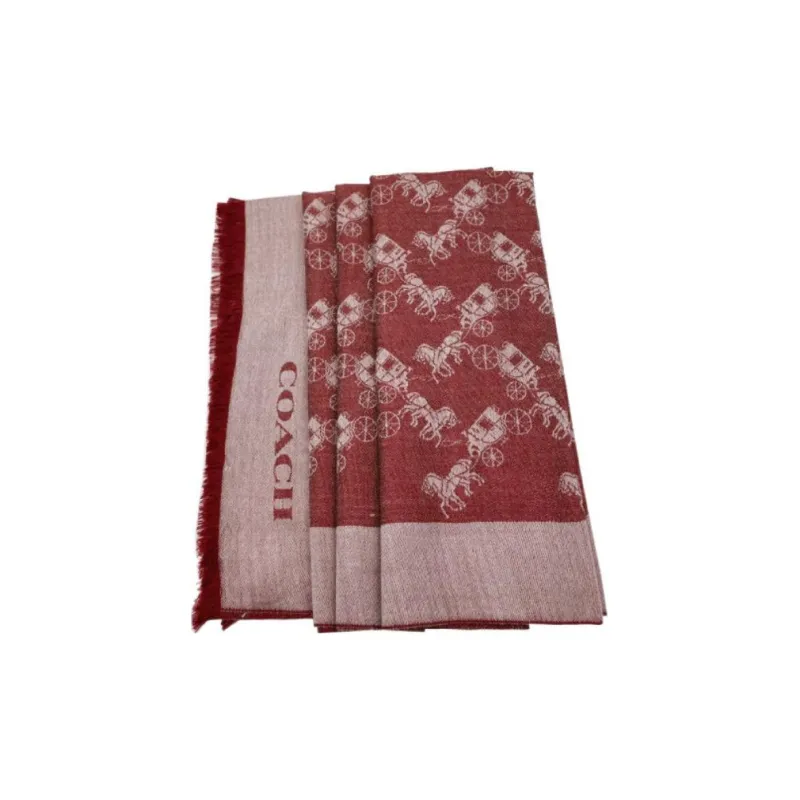 COACH Silk Scarf Women's Cherry Red-1