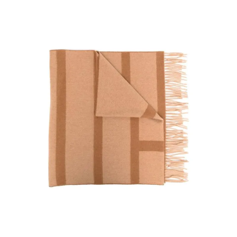 TOTEME Monogram Intarsia Fringed Edge Scarf-1