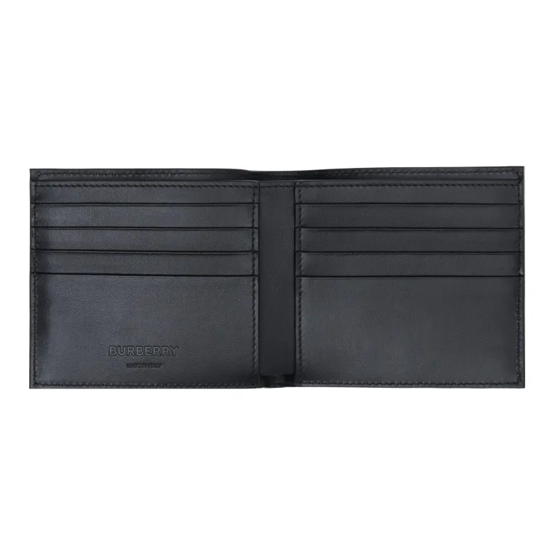 Burberry Embossed Calfskin Wallet Men's Black-3