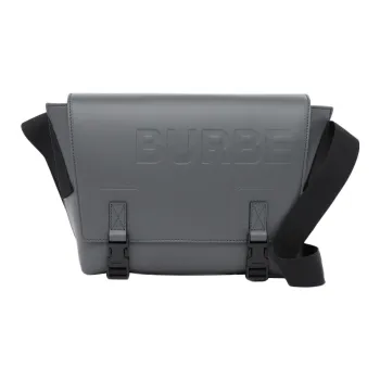 Burberry Horseferry Calfskin Messenger Bag Shoulder Bag Crossbody Bag Small Size Men's Gray