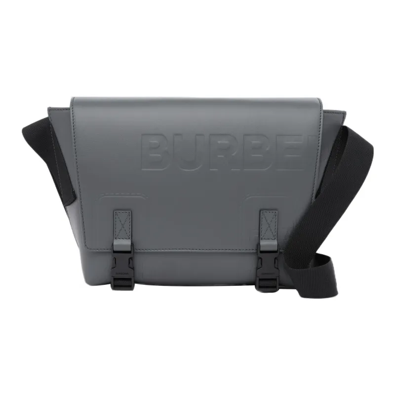 Burberry Horseferry Calfskin Messenger Bag Shoulder Bag Crossbody Bag Small Size Men's Gray-0