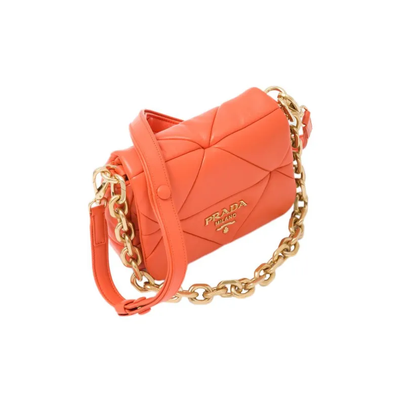 PRADA Leather Portable Crossbody Bag Shoulder Bag Women's Orange-2