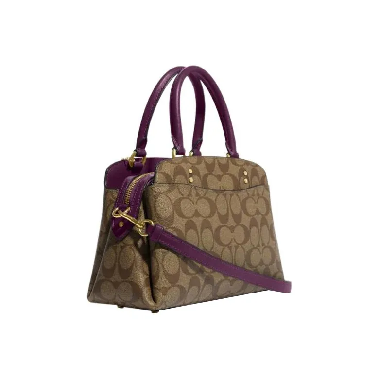 COACH Lillie Coated Canvas With Smooth Leather Detail Shoulder Bag Crossbody Bag Handbag Mini Women's Brown-1