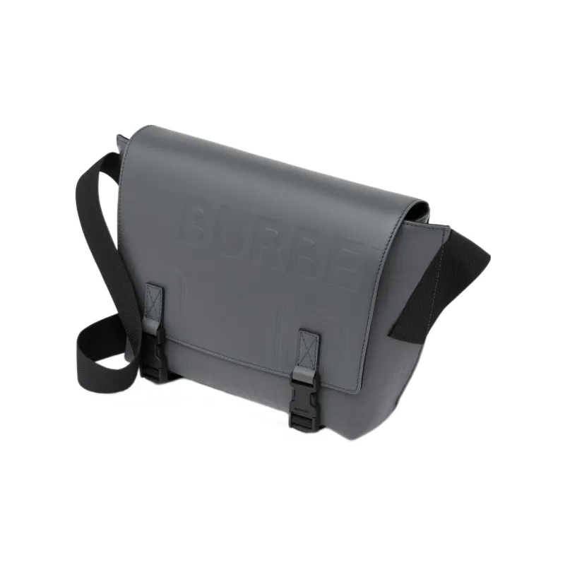 Burberry Horseferry Calfskin Messenger Bag Shoulder Bag Crossbody Bag Small Size Men's Gray-2
