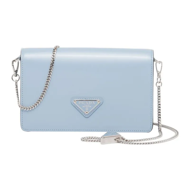 PRADA Shiny Leather Crossbody Bag Shoulder Bag Women's Sky Blue-0