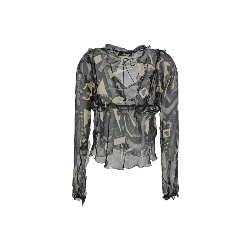FENDI Graphic Printed Semi Sheer Blouse-1