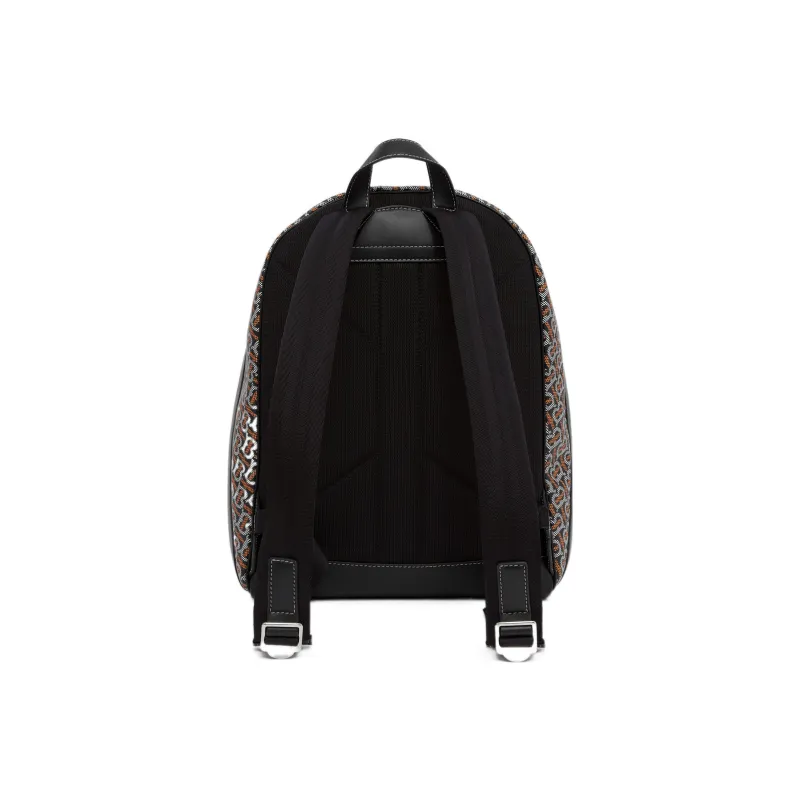 Burberry Monogram Leather Backpack Men's Black/Orange-2