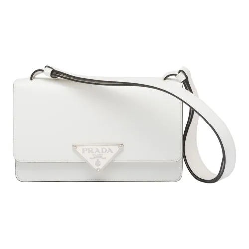 PRADA Leather Shoulder Bag Crossbody Bag Regular Women's White